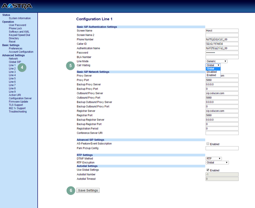 Anklopfen Aastra Mitel Schritt 2