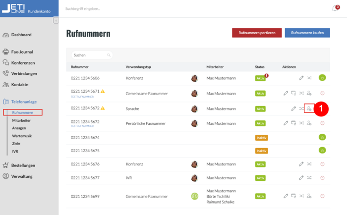 Rufnummernverwaltung fonial