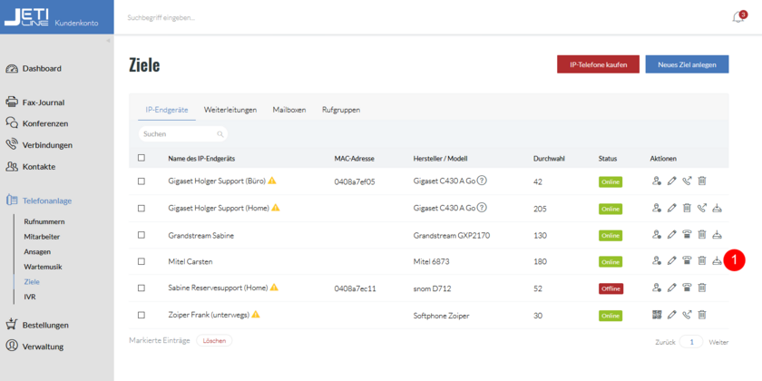 Provisionierungs-URL Mitel 6867i aufrufen