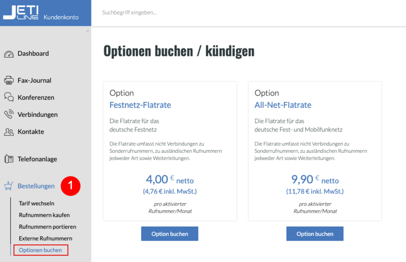 Flatrateoptionen
