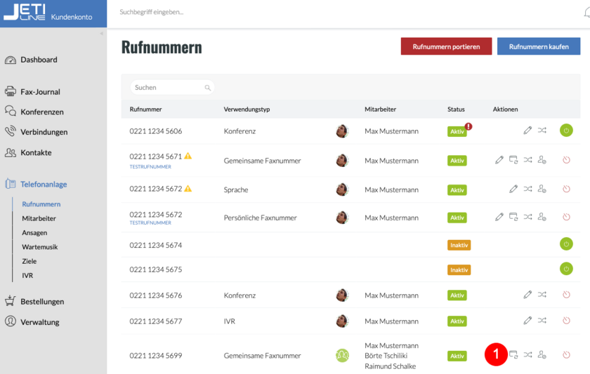 fonial Kundenkonto Zugangsdaten Fax-Druckertreiber versenden Schritt 1