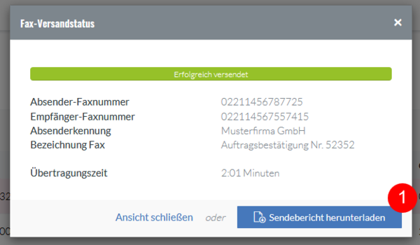 Kundenkonto Fax-Journal Sendebericht herunterladen
