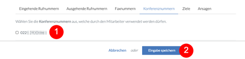 Ansicht fonial Kundenkonto Berechtigung Konferenznummern