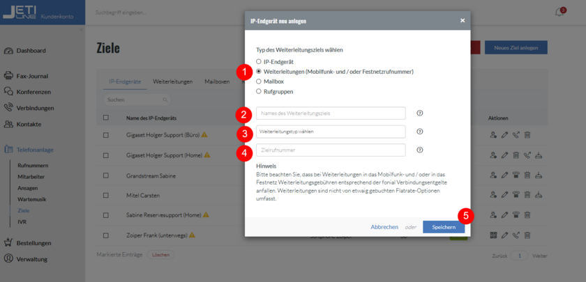 Weiterleitung einrichten