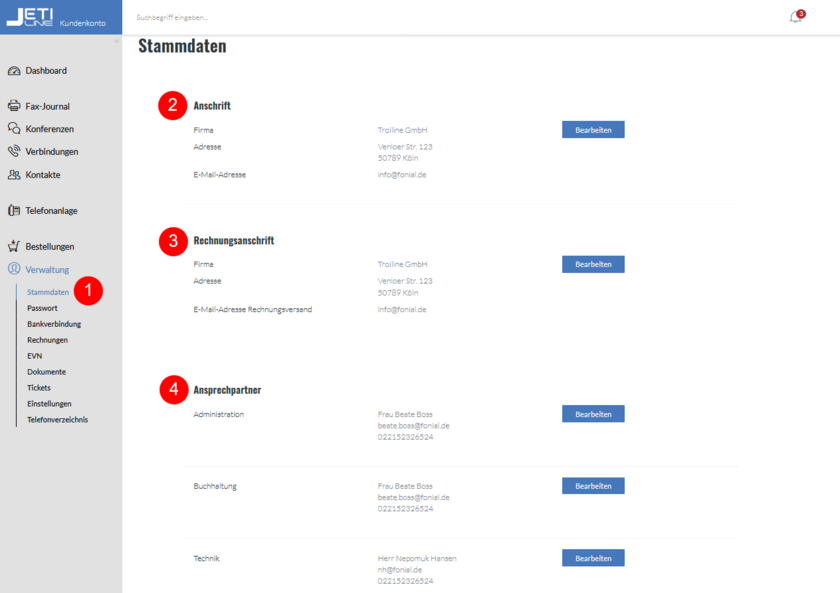 Verwaltung Stammdaten