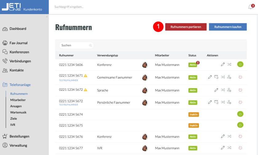 fonial Kundenkonto bestehende Rufnummern portieren