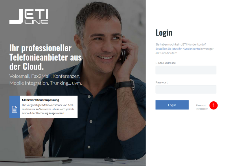 Passwort fonial Kundenkonto vergessen