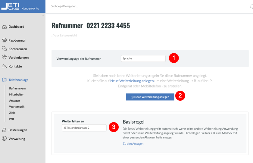 fonial Kundenkonto Sprachrufnummer Menü
