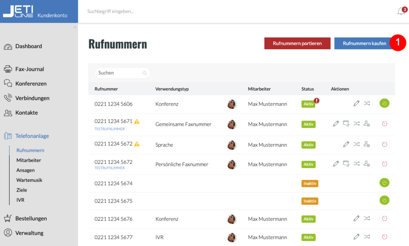 fonial Kundenkonto neue Rufnummern kaufen
