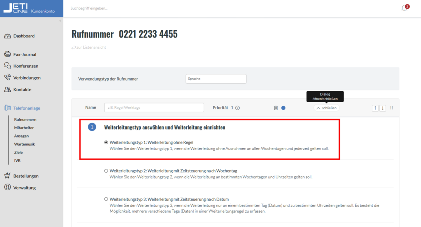 Generelle Anrufweiterleitung