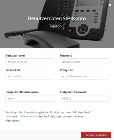 SIP-Benutzerdaten aufrufen