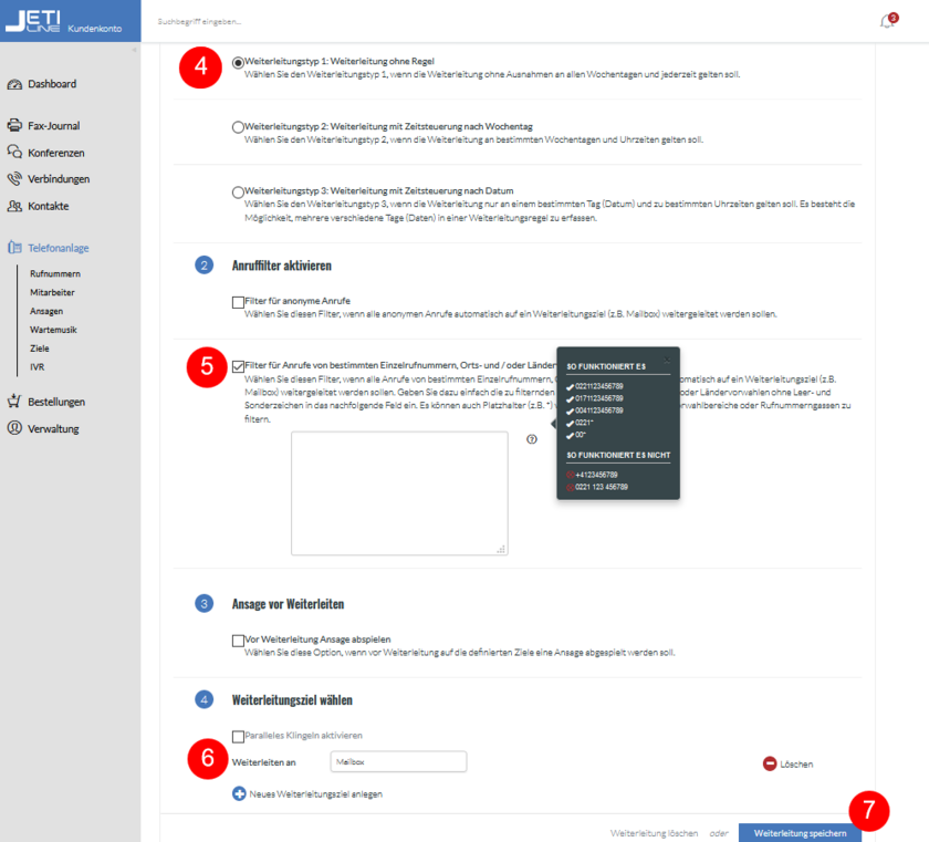 Funktionen Selektive Gesprächsannahme Schritt 4