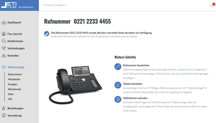 fonial Kundenkonto Rufnummern aktivieren Schritt 3