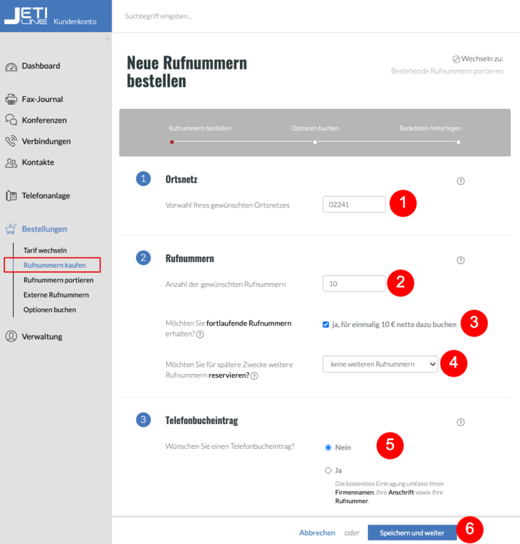 fonial Kundenkonto Neue Rufnummer bestellen