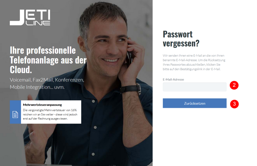 Passwort fonial Kundenkonto zurücksetzen