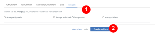 Ansicht fonial Kundenkonto Berechtigung Ansagen