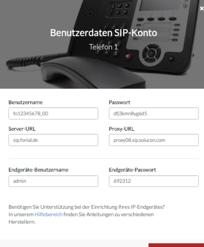 snom D335: Benutzerdaten im SIP-Konto
